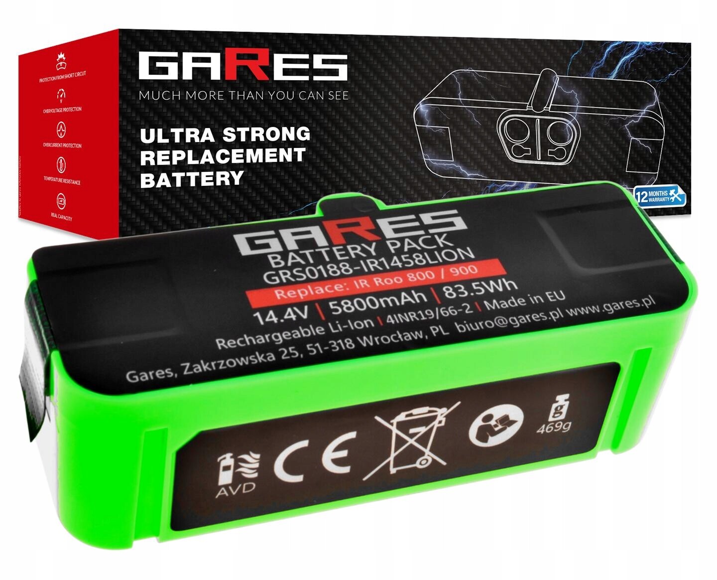 Akumulátor Gares pro iRobot Roomba 800 880 866 891 895 899 900 980 960 5,8Ah