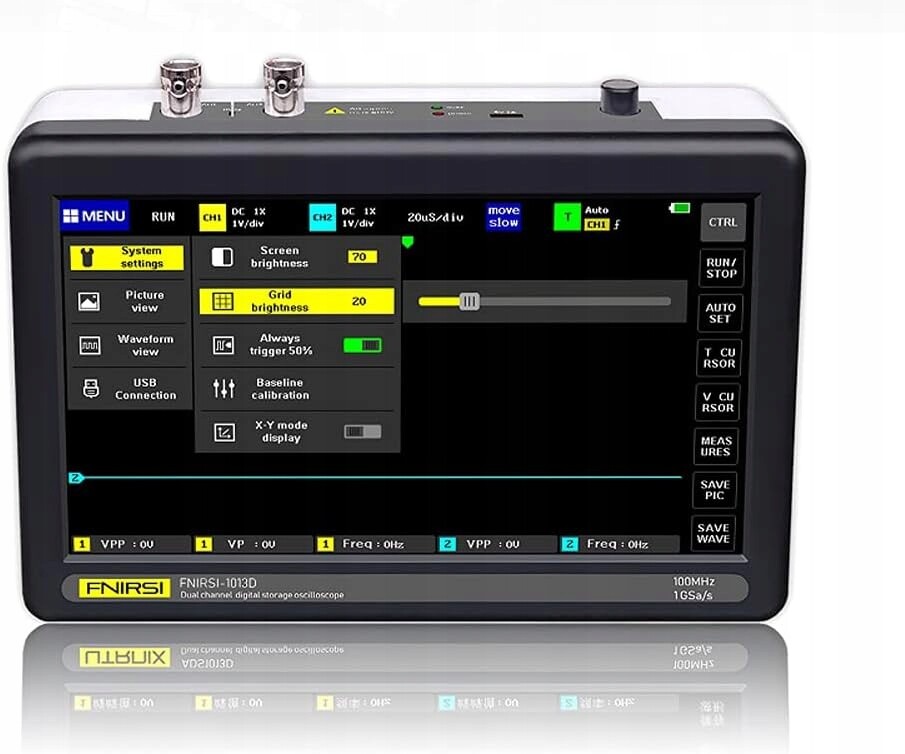 Vislone digitální osciloskop, 2kanálový, 100 MHz, 1 GSa/s, 7palcový dotykový displej
