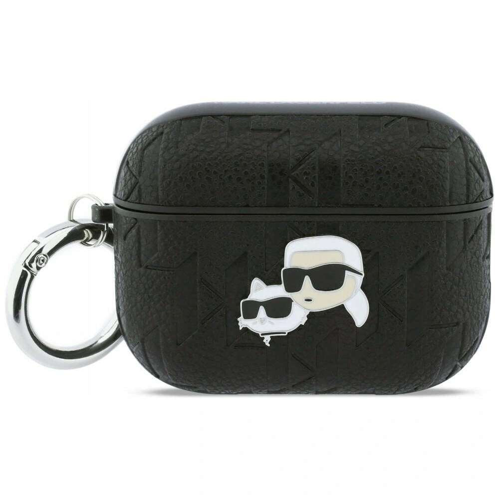 Pouzdro Karl Lagerfeld Monogram Karl & Choupette Head pro AirPods Pro 3 černé