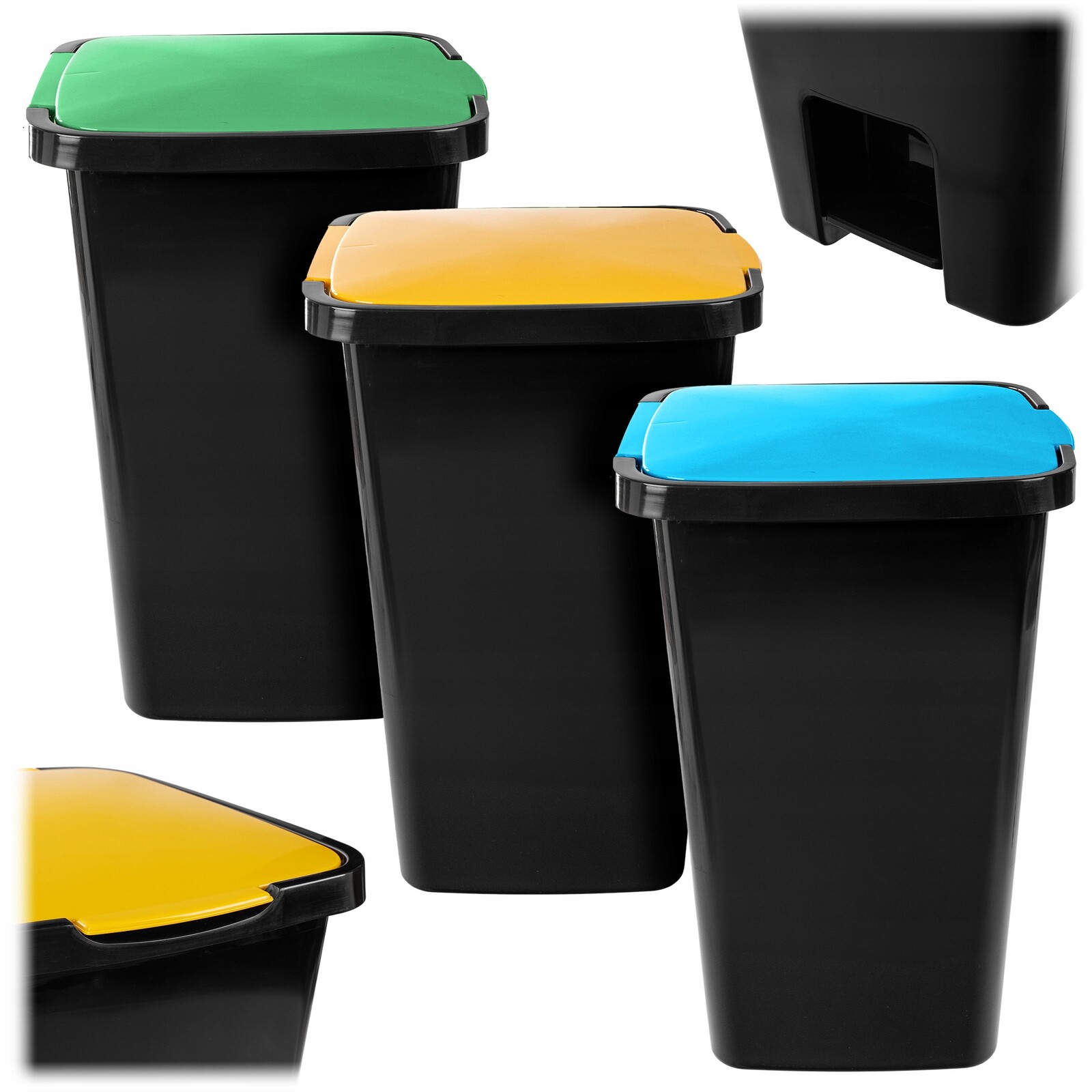 3x Odpadkový Koš 45L Nádoba Na Třídění Odpadu Koše S Pedálem Sada