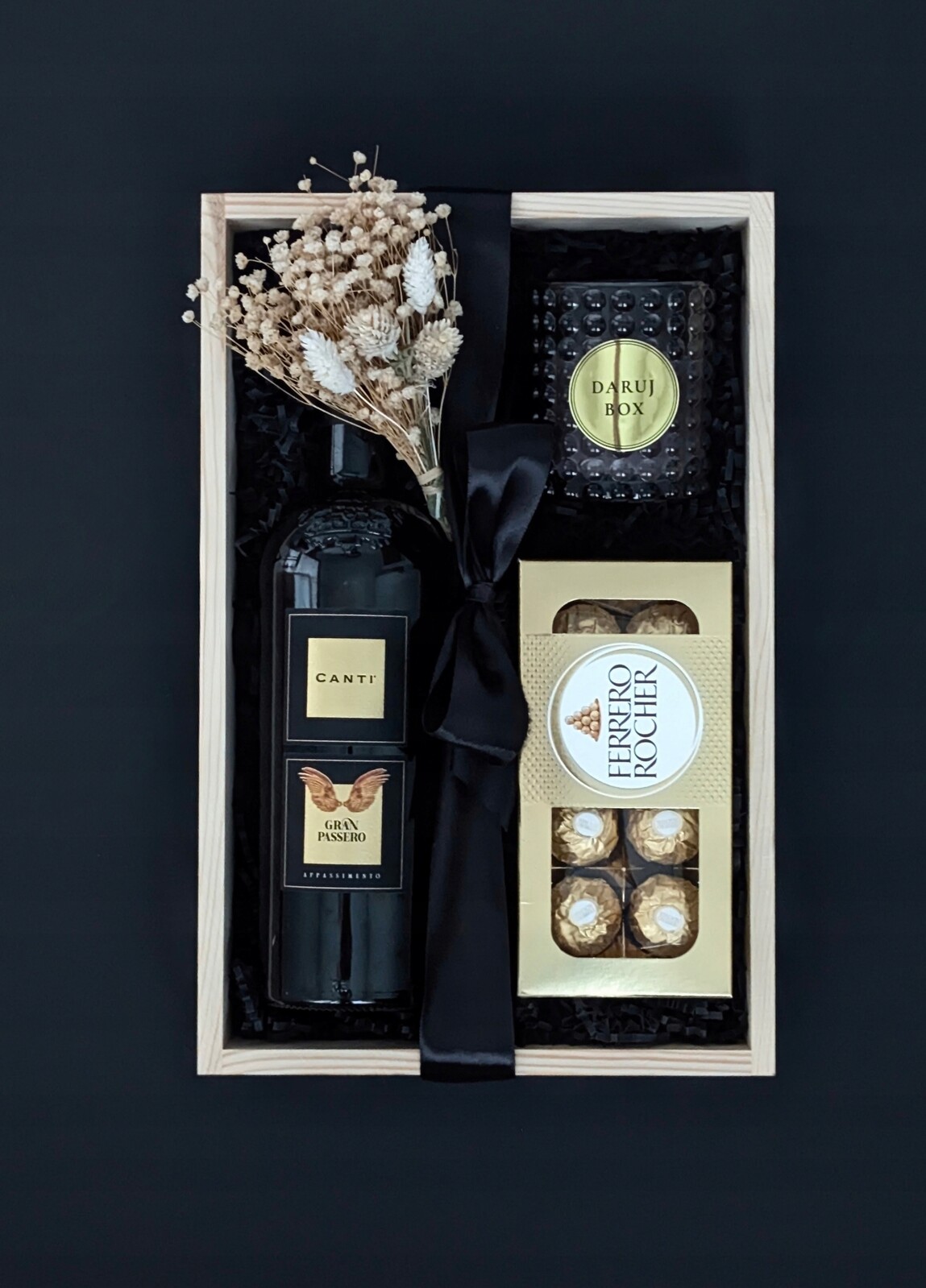 Gran Passero Gold dárková bedna z masivu s italským vínem