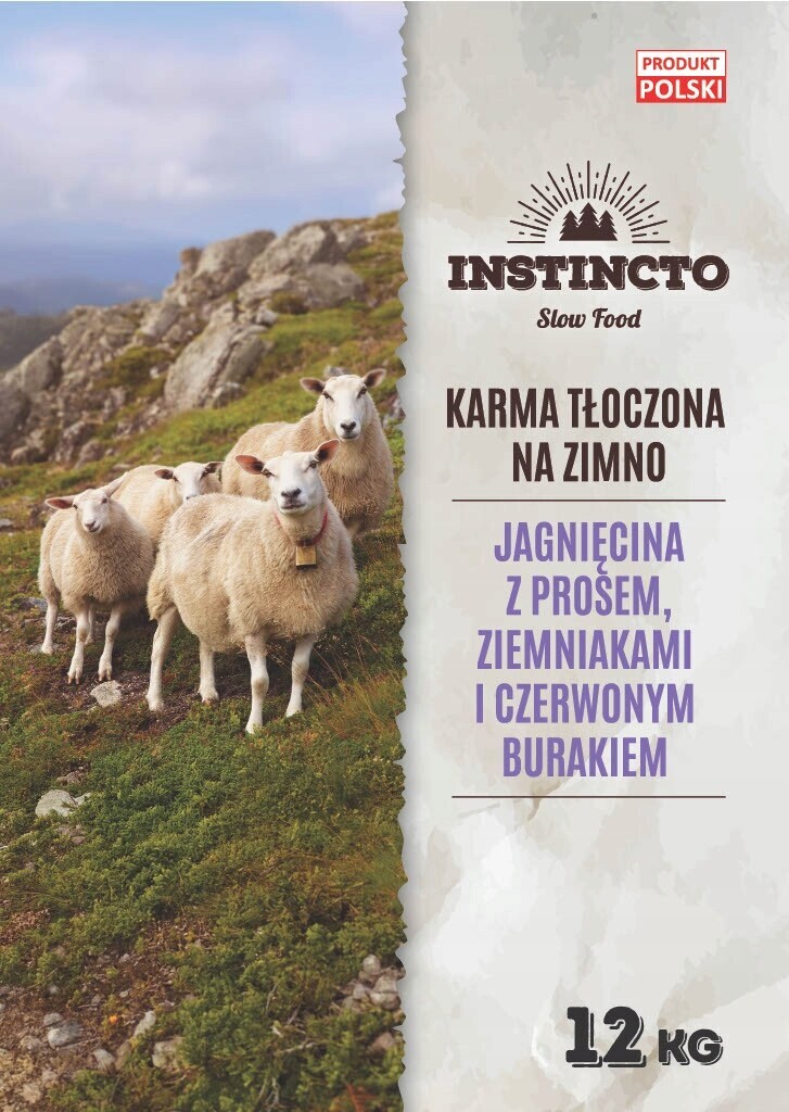 Krmivo suché pro psy Instincto Premium Jehněčí za studena lisované mono 12 kg