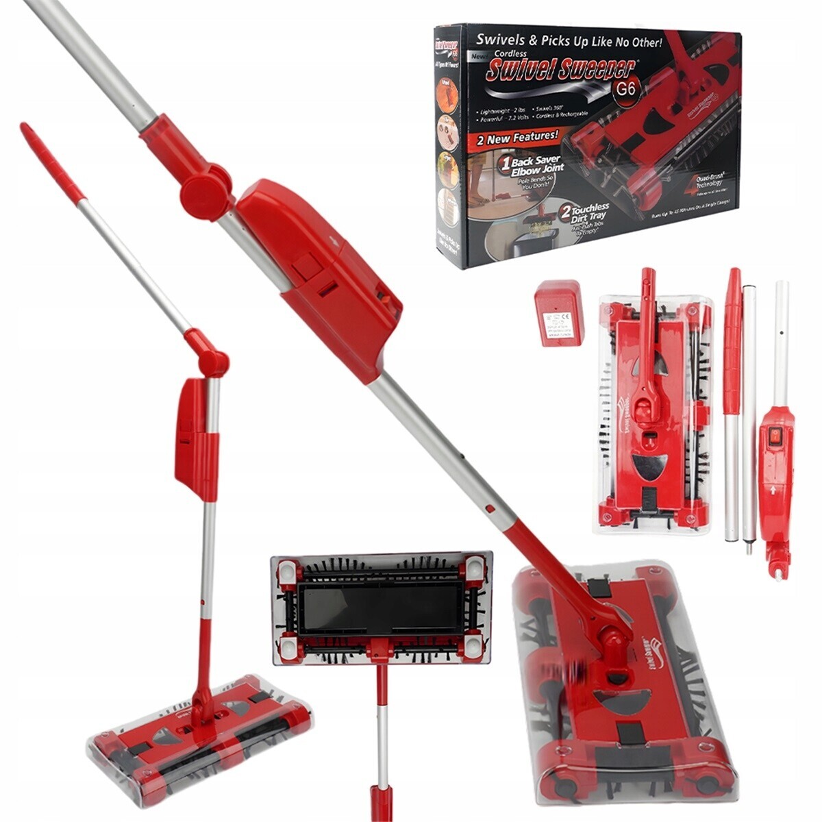 Skládací Bezdrátový Kartáč 90° S Jemnými Štětinami Na Koberce