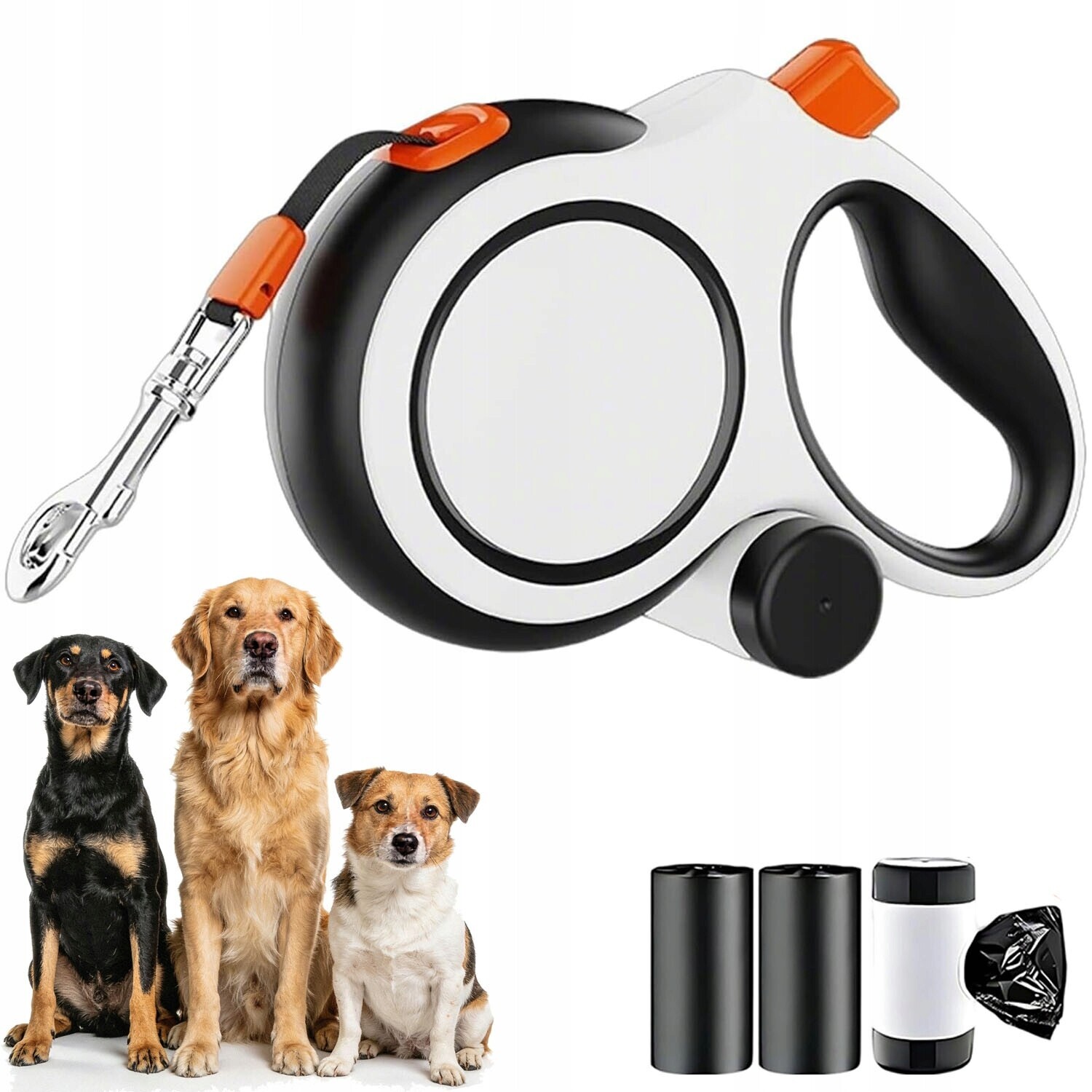 Vodítko 8 m pro středně velké psy s blokovacím zařízením a dávkovačem