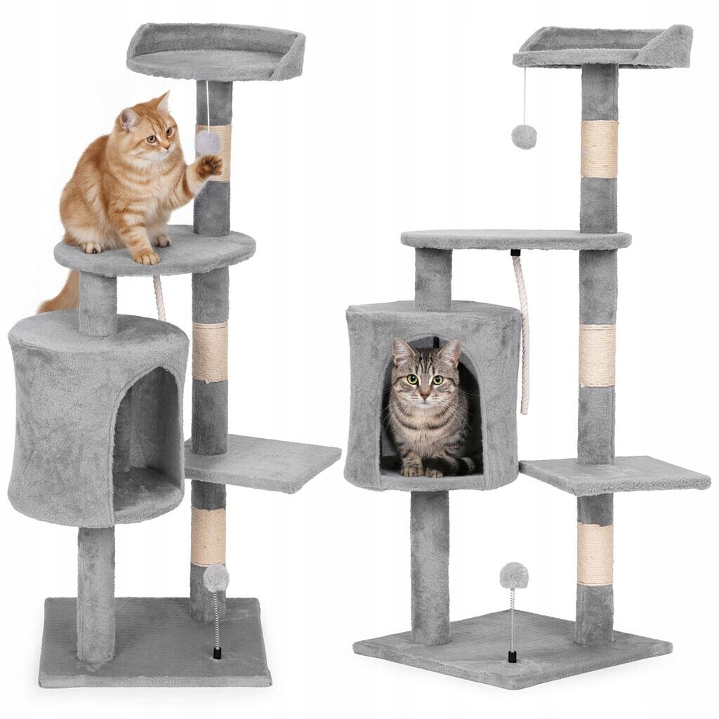 Drapak Pro Kočky Pelíšek Sloupek Věž Na Škrábání Domeček 110 cm 4 Úrovně