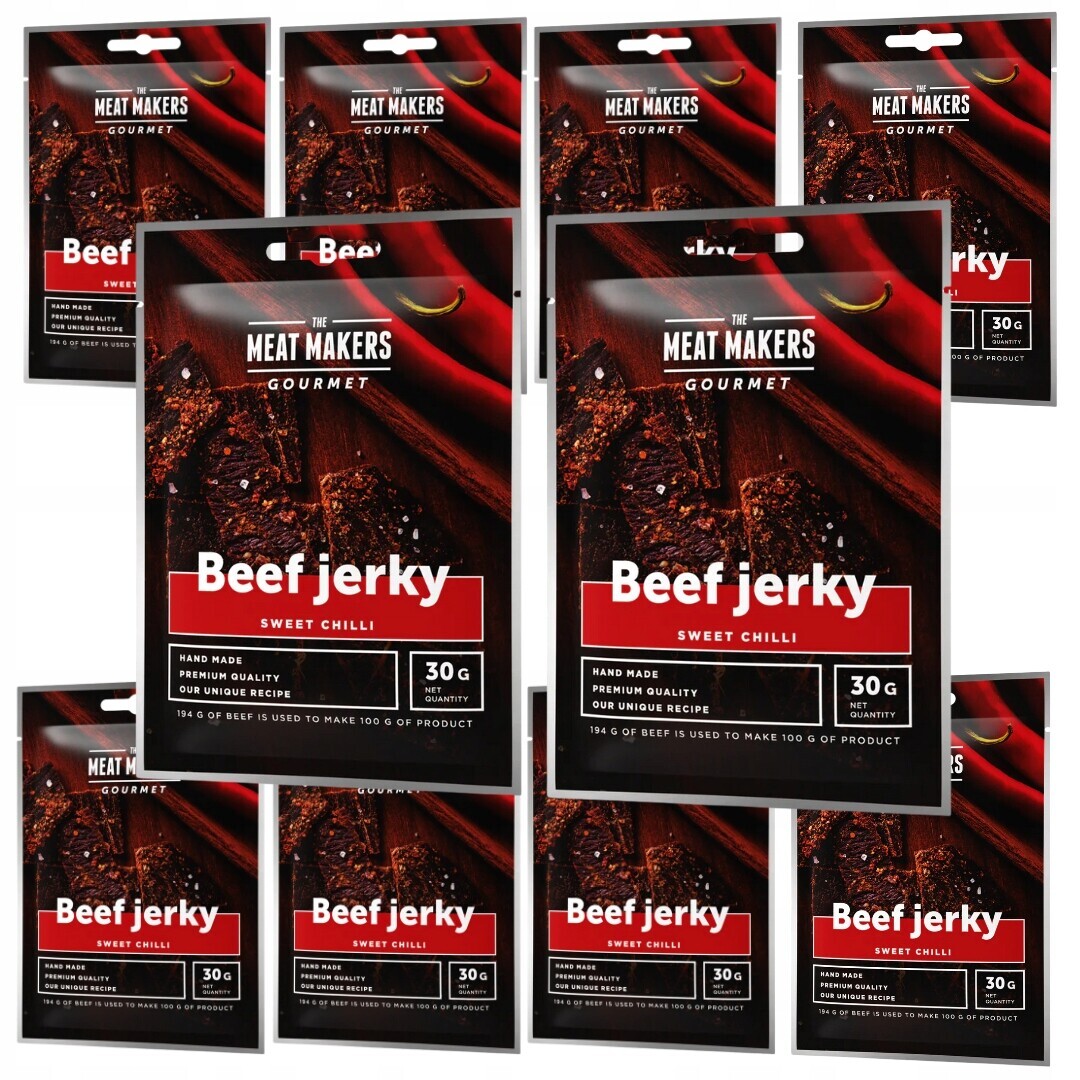 10x Meat Makers Beef Jerky Sweet Chilli 30G Sušené Hovězí Maso Gourmet