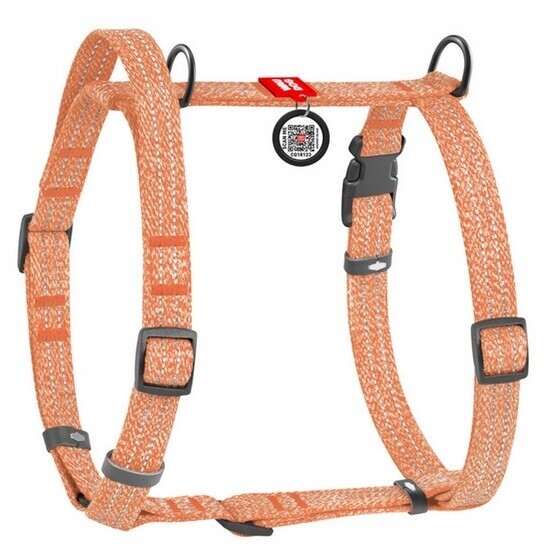 Postroj Pro Psa S Rukojetí Z Bavlny A Reflexními Prvky Waudog Re-cotton M Oranžový
