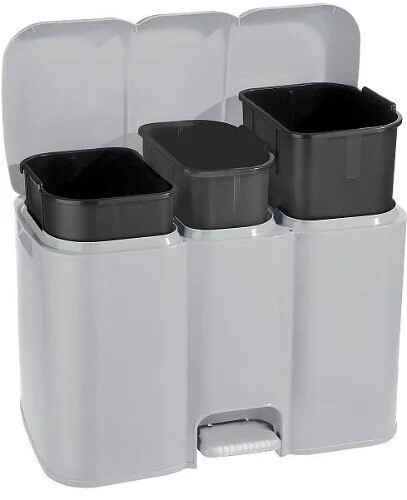 Koš na tříděný odpad Patty 3 světle šedá, 13+8+13L