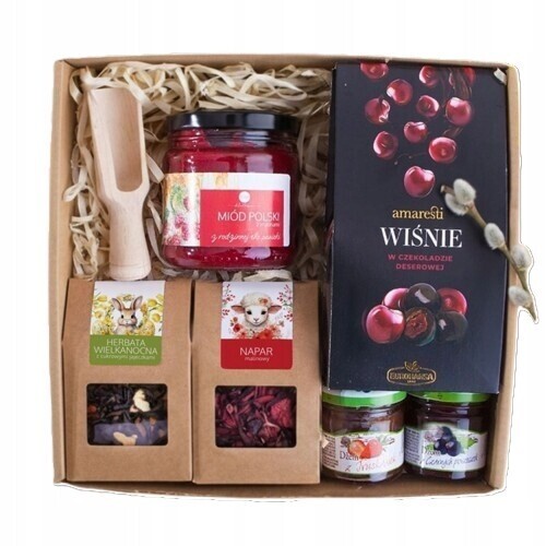 Dárek Set Box s nálevy z konfitur a medem na Velikonoce