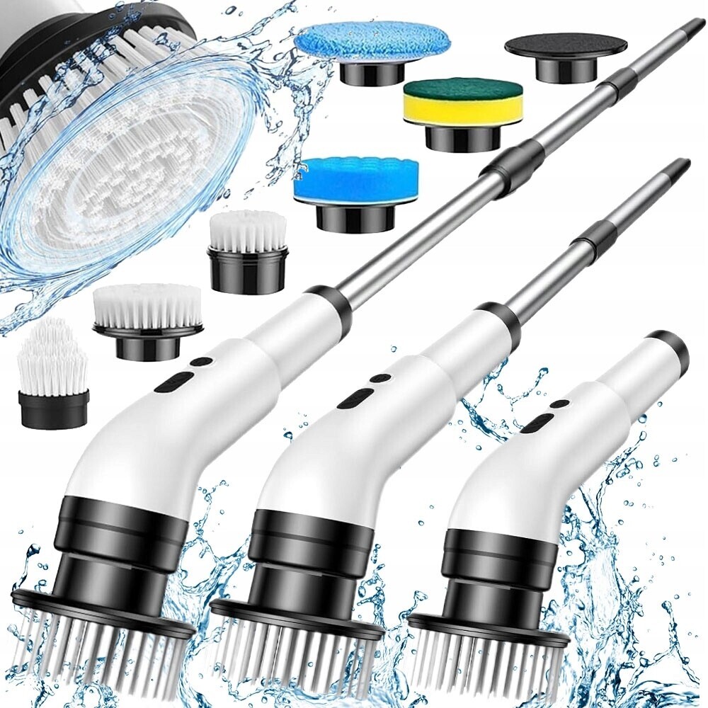 Elektrický čisticí kartáč s dlouhou teleskopickou rukojetí 6 hlavic