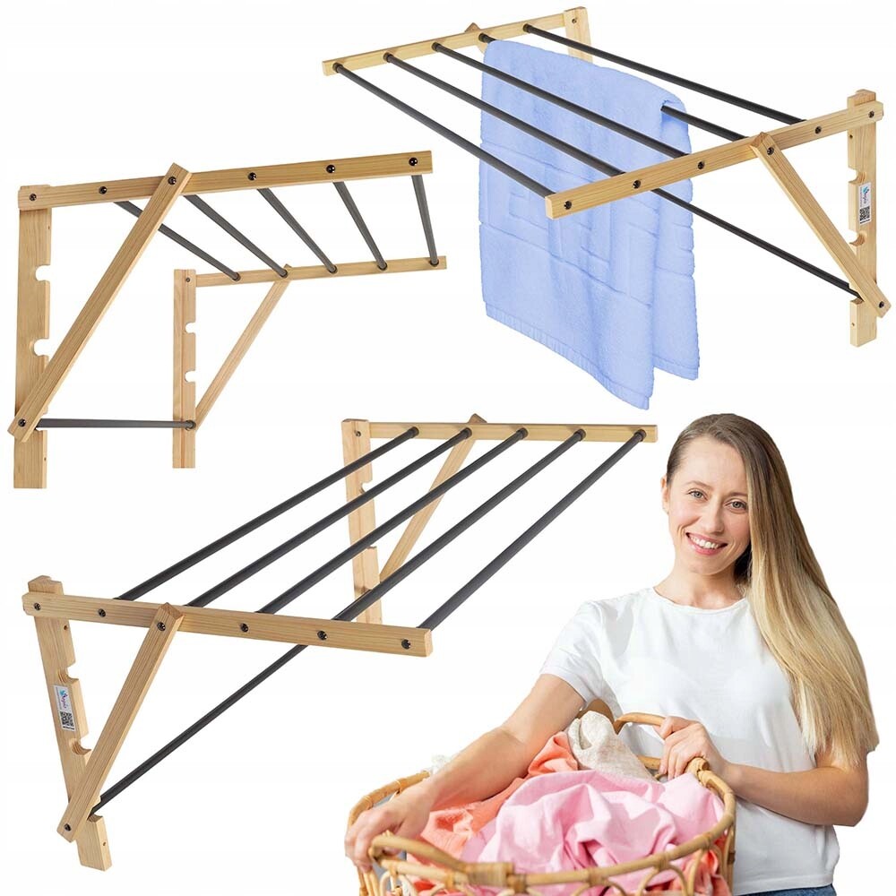 Sušák Dřevěný 80 CM Eko Skládací Koupelnový Pevný