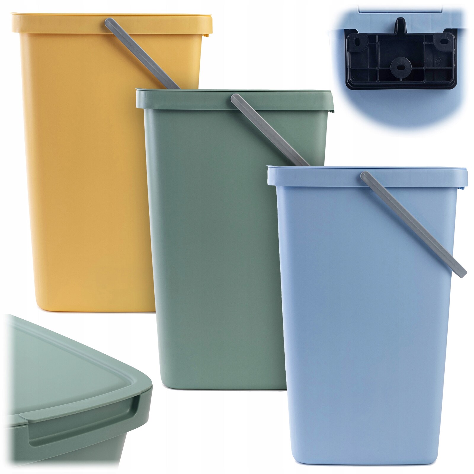 3x Odpadkový Koš 20L Nádoba Na Třídění Odpadu S Víkem Odpadkový Koš