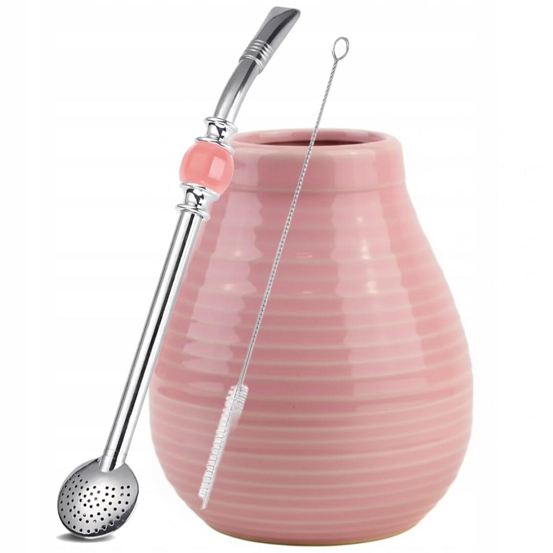 Sada pro Yerba Mate Tykva růžová 350 ml Bombilla Křišťál 21 cm