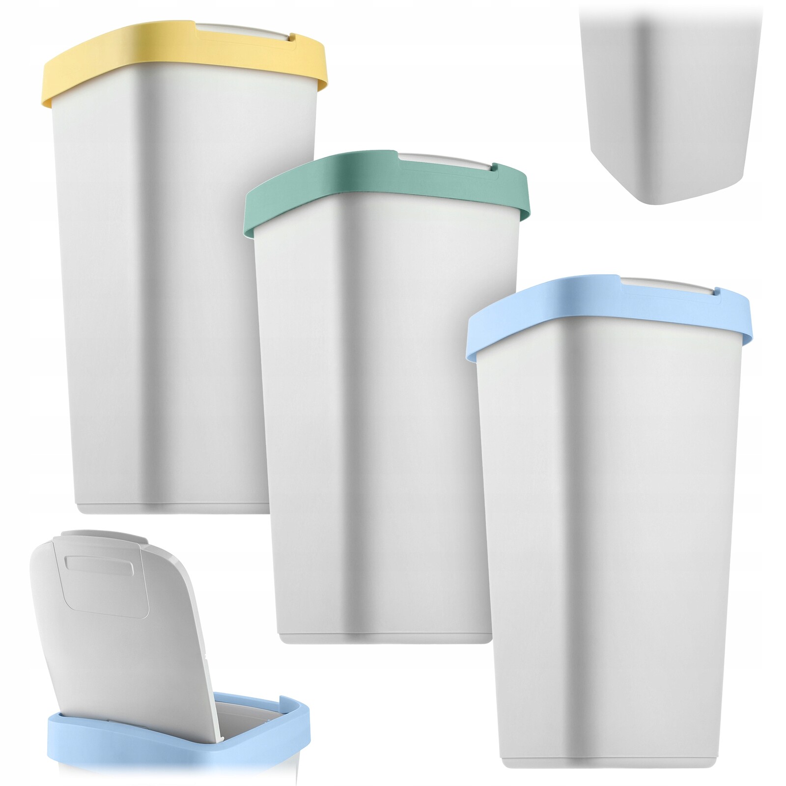 3x Odpadkový Koš 25L Nádoba Na Třídění Odpadu Koše Sada Košů