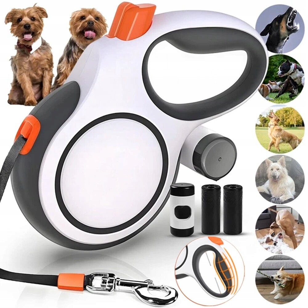 Vodítko 8 m pro velké psy s protiskluzovou rukojetí s blokovací páskou