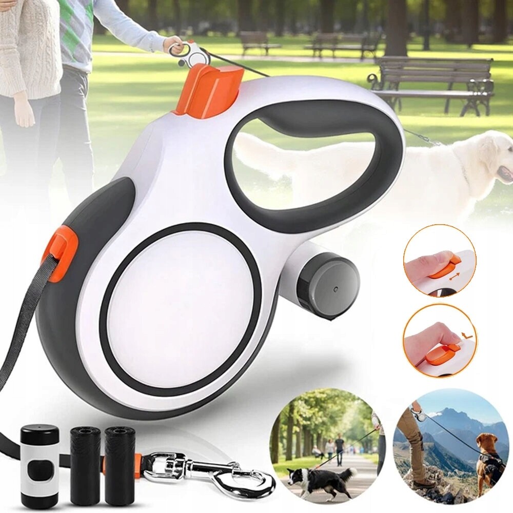 Vodítko 8 m s mechanismem jednoho dotyku pro psy do 52 kg