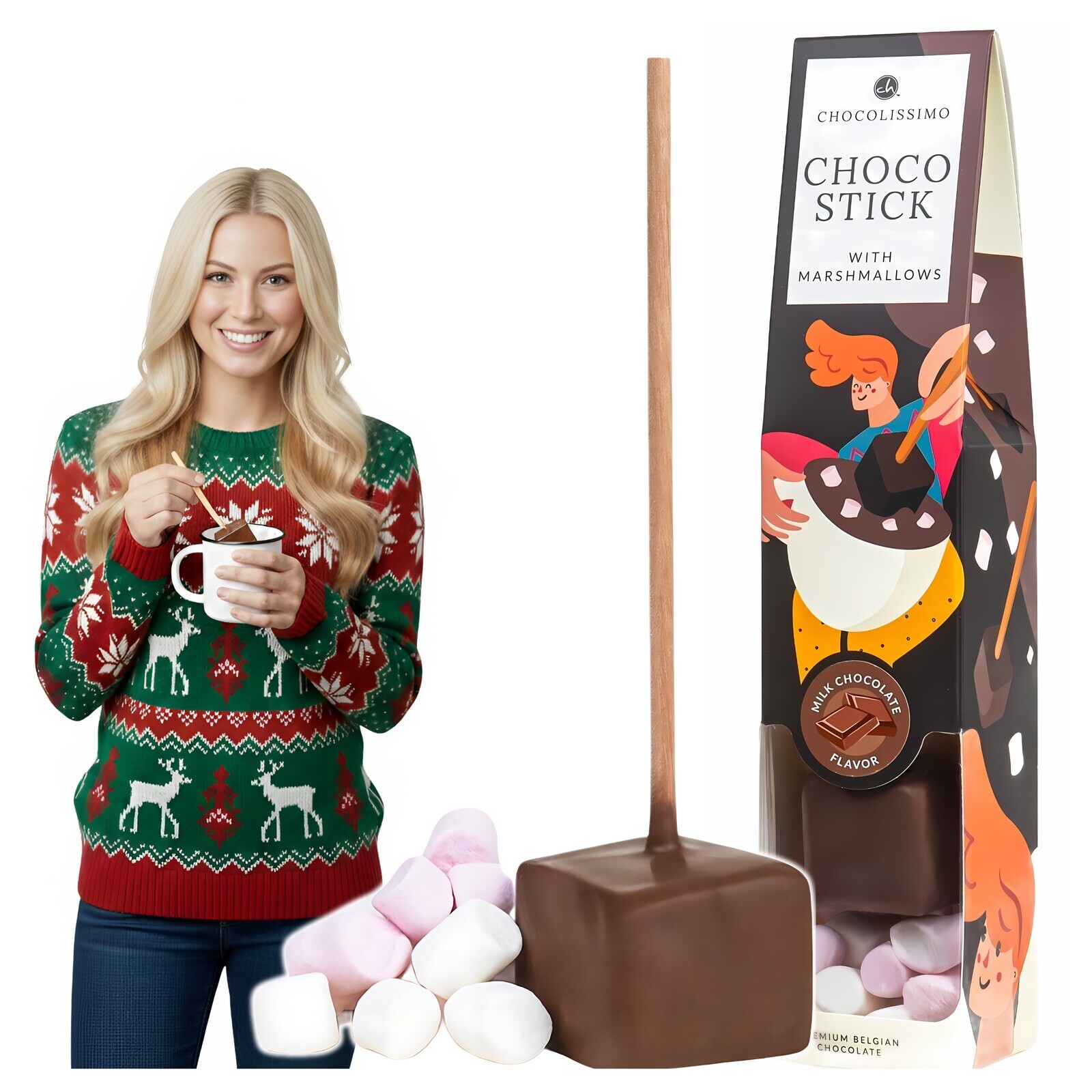 Čokoláda k pití Dezertní Belgická na tyči Valentýna 8 kusů