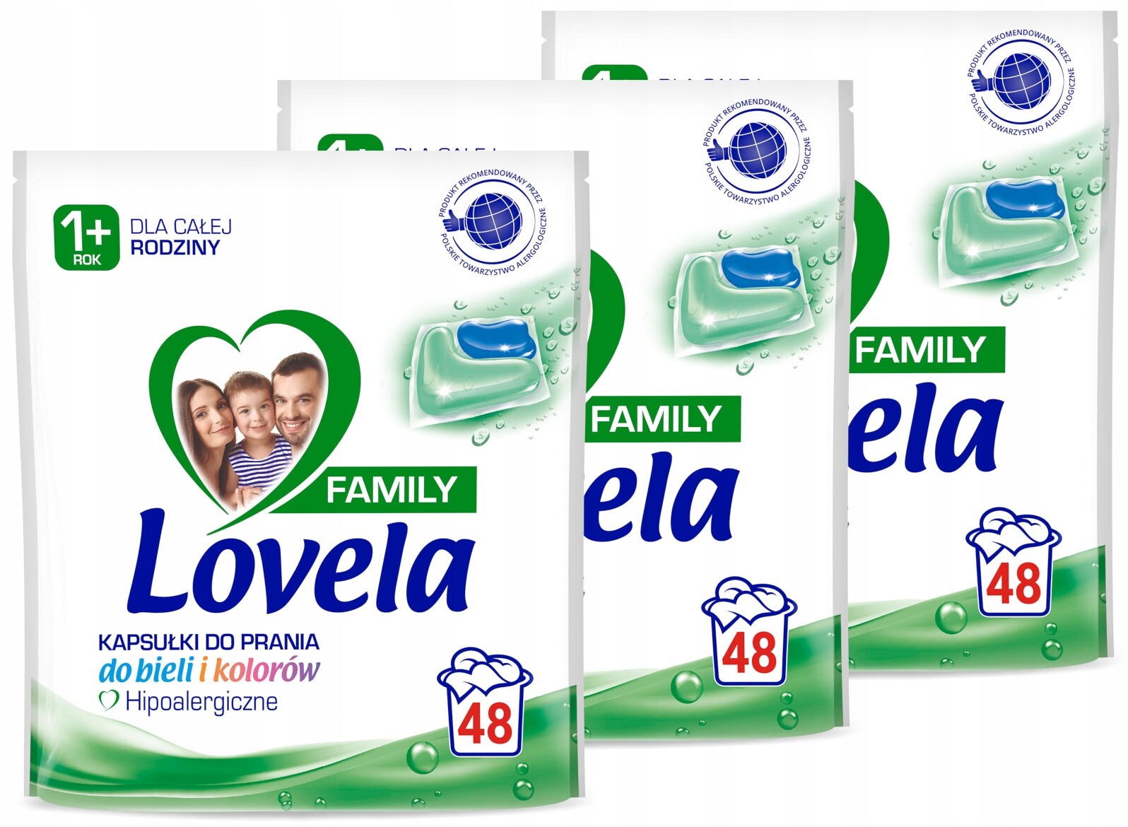 Lovela Family Kapsle hypoalergenní, bílé a barevné, sada 3 x 48 kusů