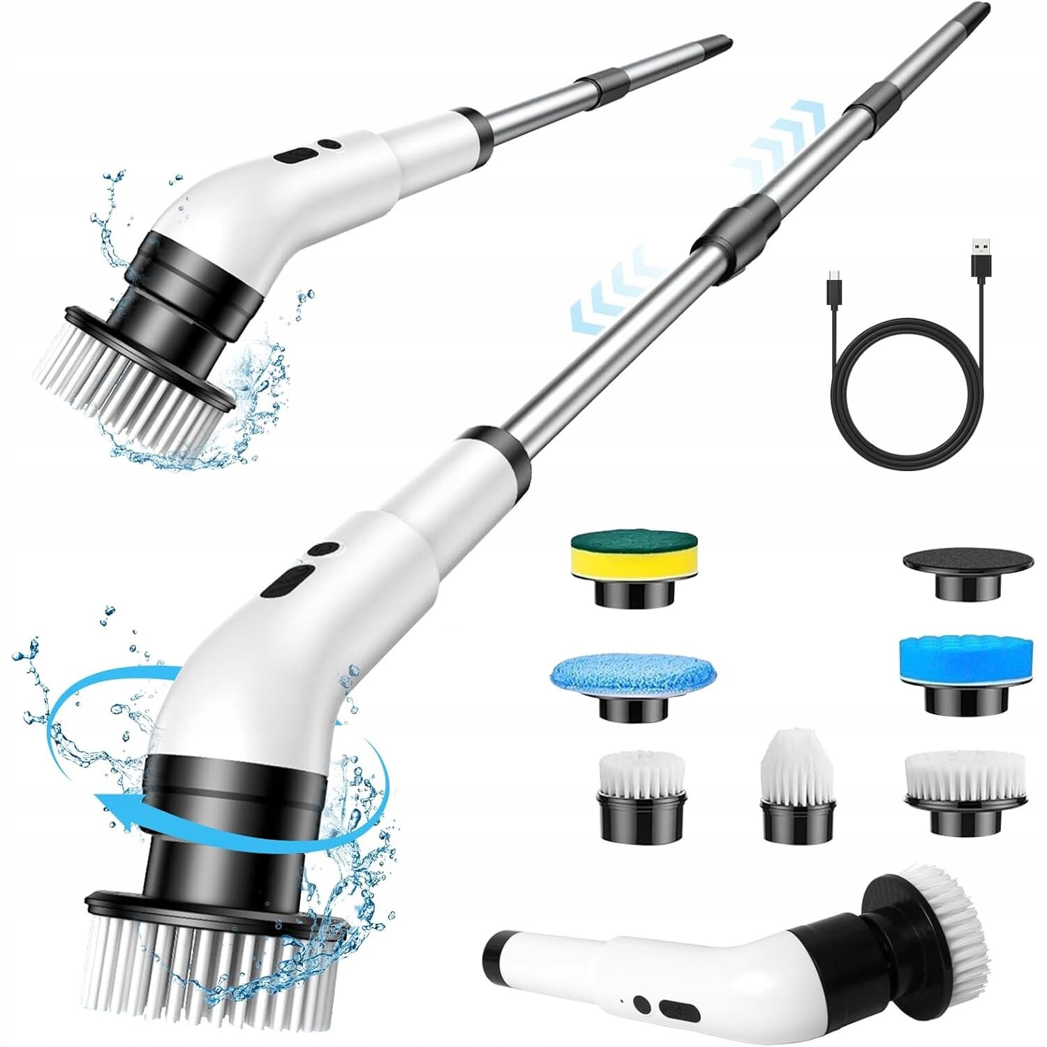 Elektrický kartáč na čištění, rotační, výsuvný, silný 6 hlavic