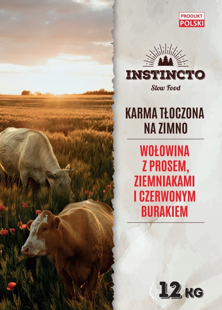 Krmivo pro psy Instincto Premium Hovězí Maso za studena lisované mono 12 kg