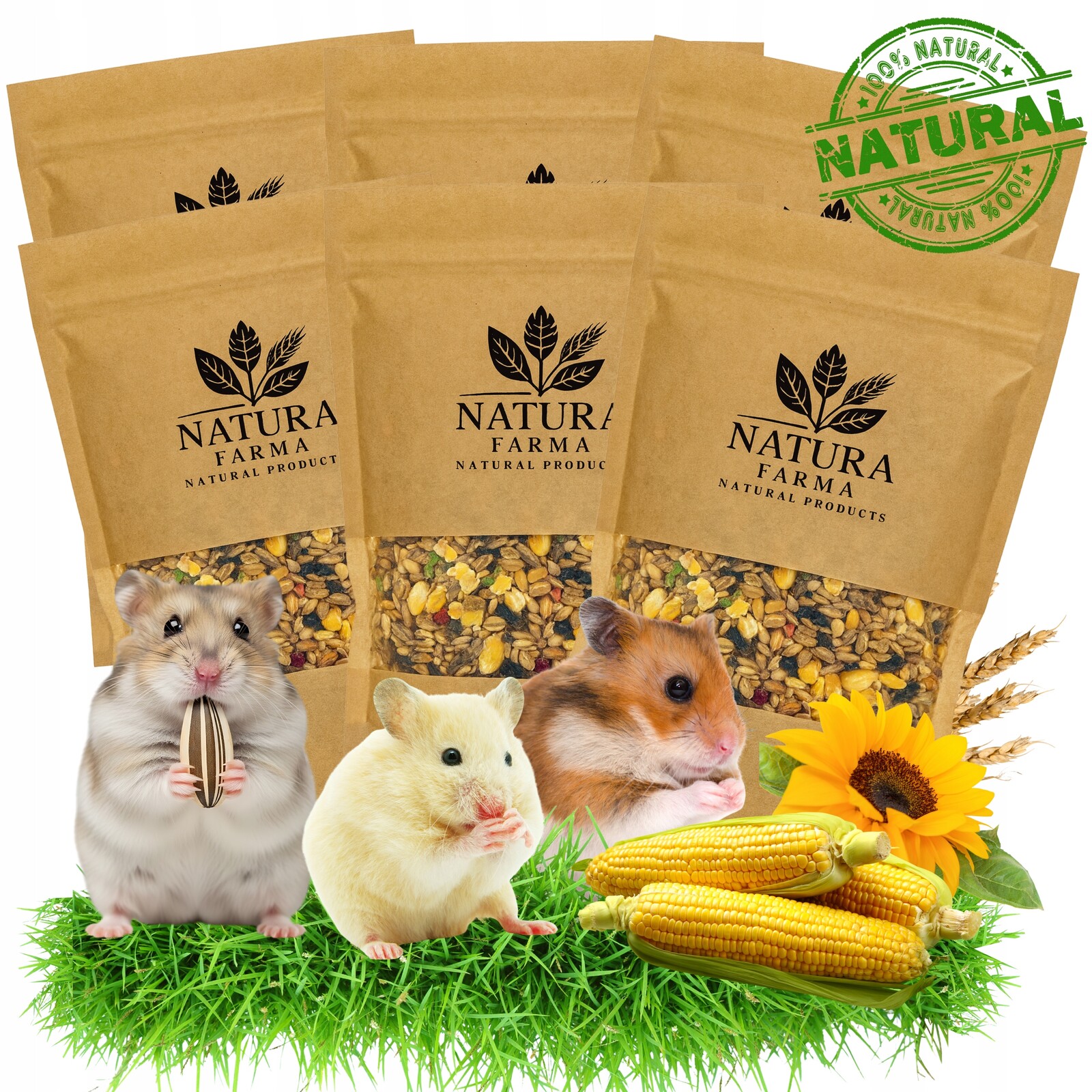 6 x Krmivo Pro Králíky Křečka Natura Farma Přírodní Pamlsek Eco 500 G