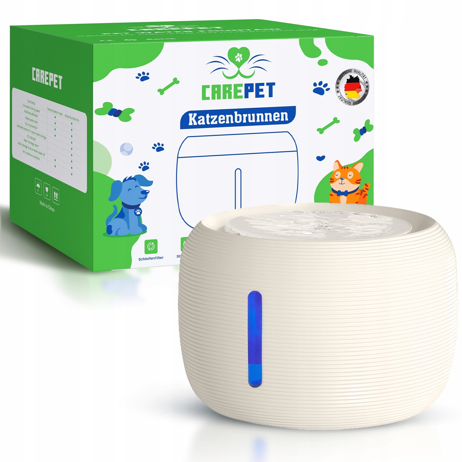 Fontána pro domácí mazlíčky CarePet 2,5 l – Led, dávkovač vody bez Bpa pro kočky a psy