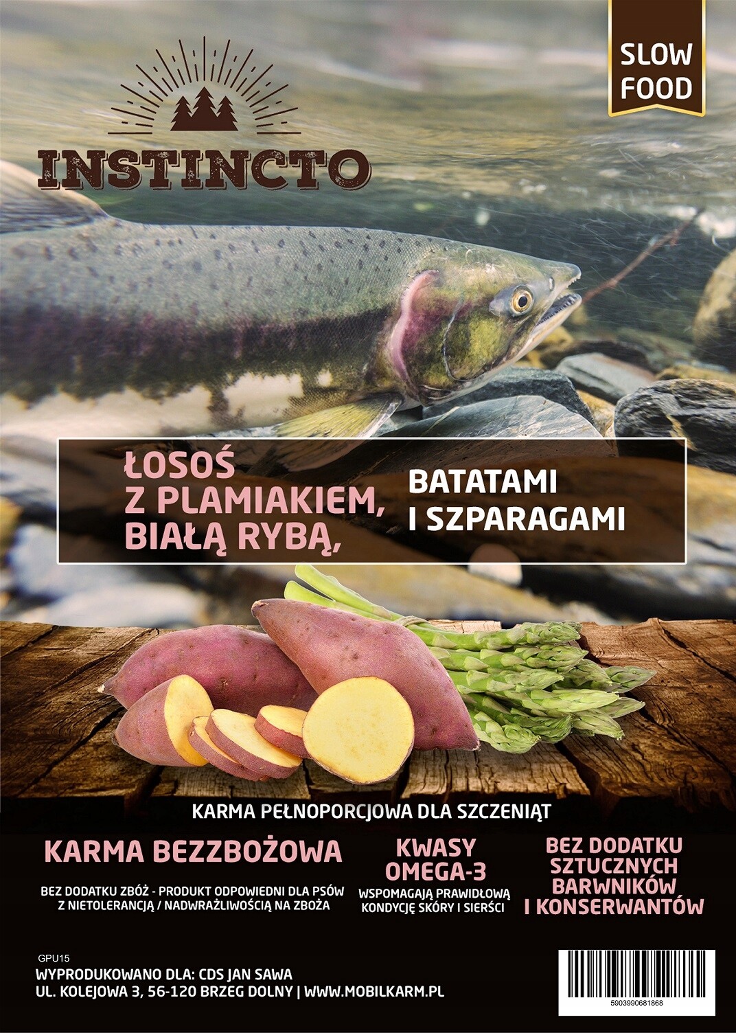 Krmivo pro Štěňata Instincto Losos Plamiak Bílá Ryba 12 kg