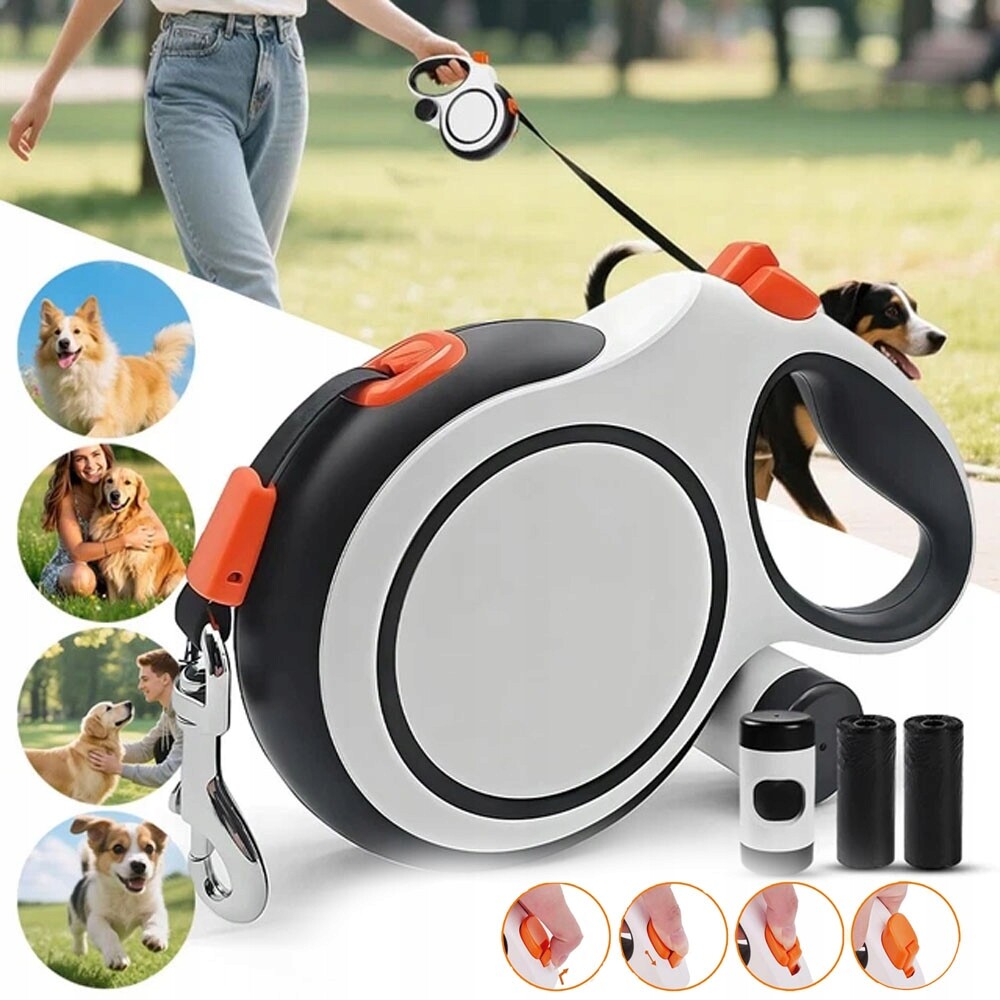 8 m Vodítko s blokovacím mechanismem pro střední a velké psy