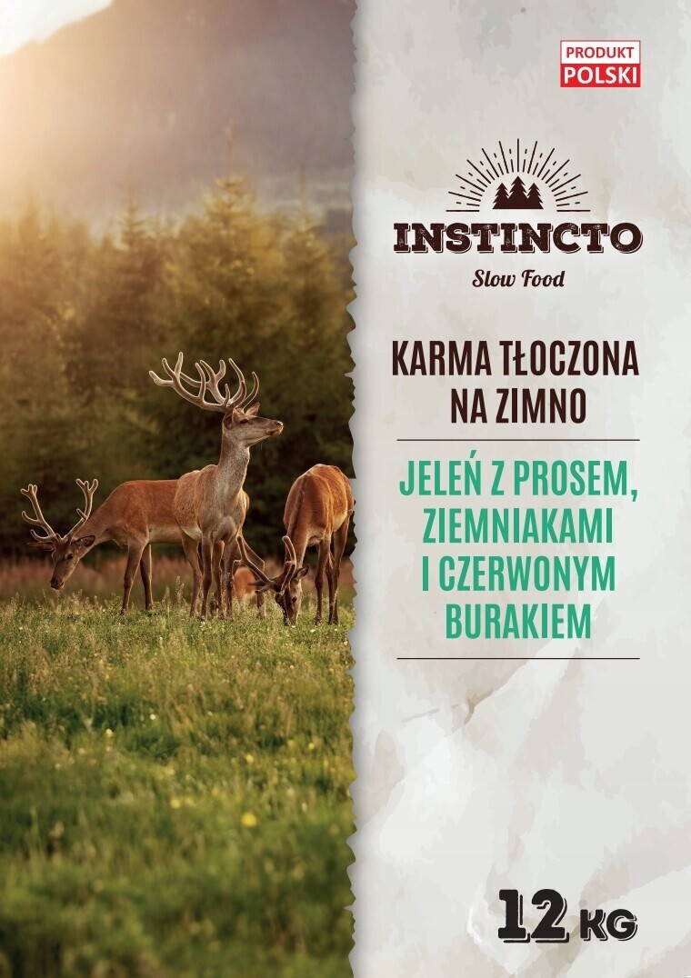Krmivo suché pro psy Instincto Premium Jelen za studena lisované mono 12 kg