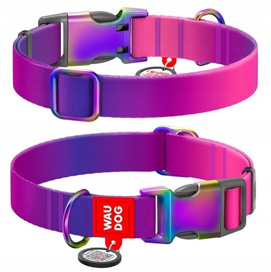 Obojek Pro Psa Nylonový Gradient Fialový Qr Pas Velikost L 25 MM