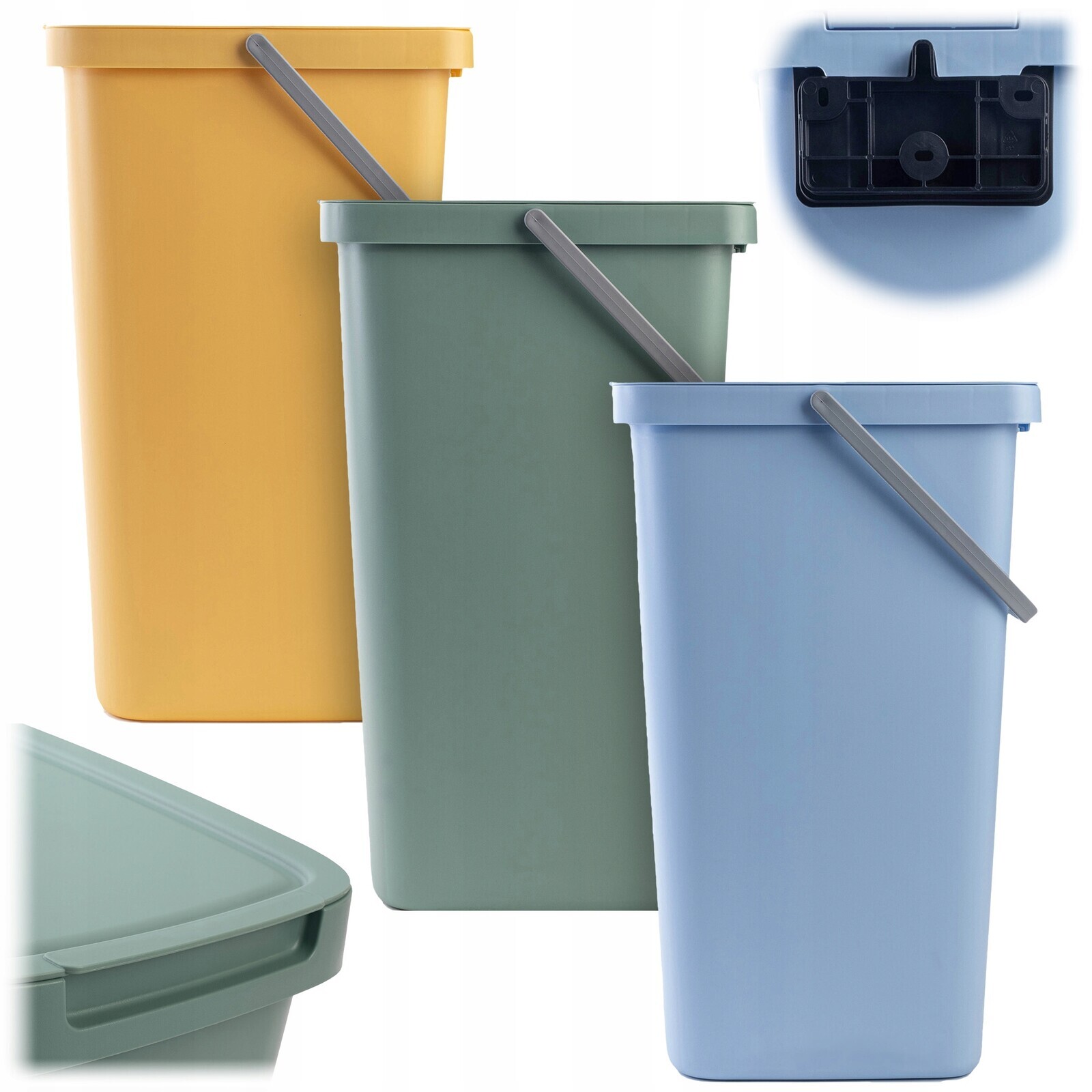 3x Odpadkový Koš 25L Nádoba Na Třídění Odpadu S Víkem Na Odpadky