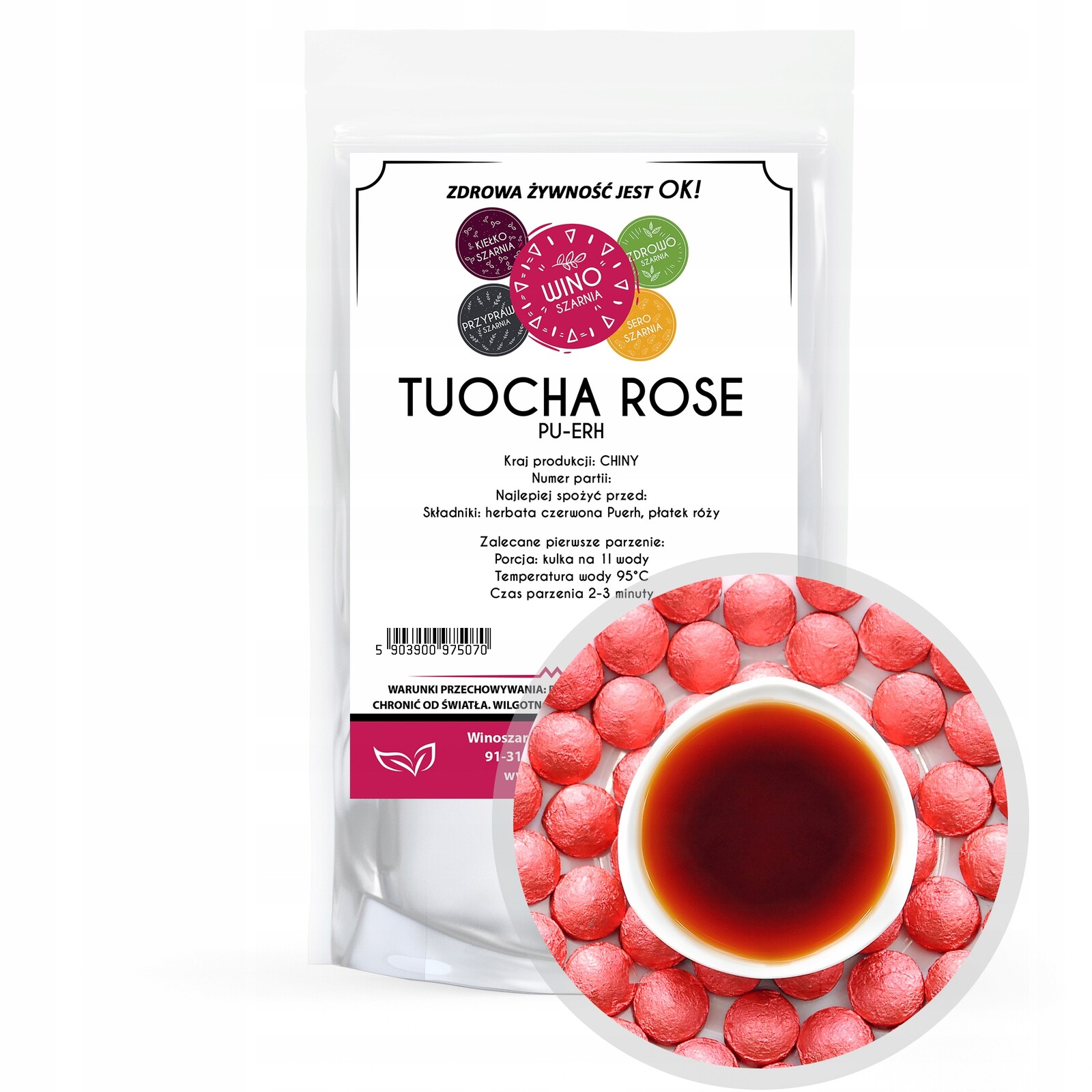 Winoszarnia Čaj Červený Pu Erh Tuocha Rose 50g