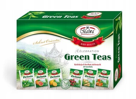 Malwa Celebration Green Teas Kolekce 6 zelených čajů 60 g (6 x 5 x 2 g)