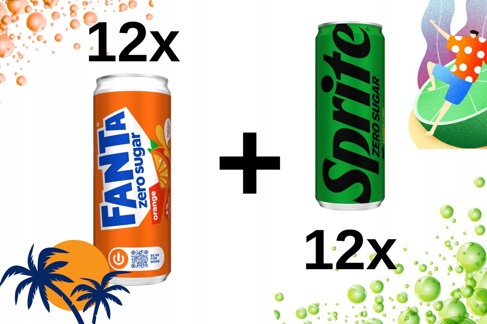 Fanta Zero 330 ml Sprite Zero 330 ml Mix sada 24 ks