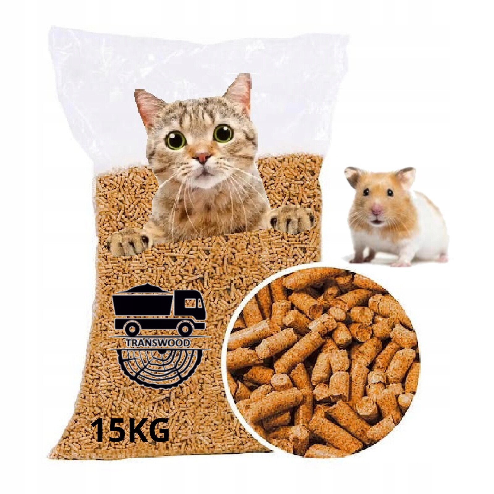 Stelivo Dřevěné dřevěné pelety Pro Kočky králíka 15 kg Světlý Transwood