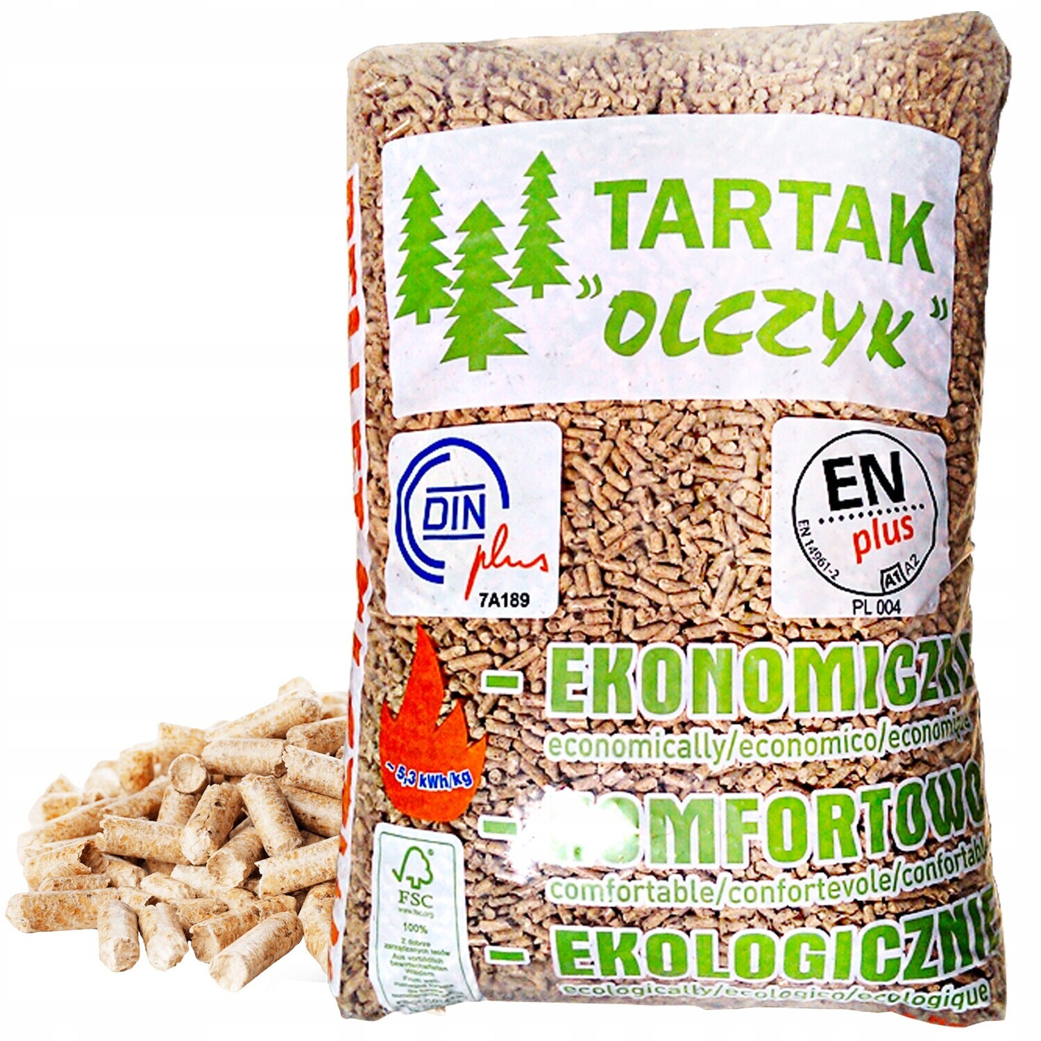 Dřevěné Pelety, Ekologický Certifikát, Pelety 6 MM, Olczyk, Sáček 15 Kg