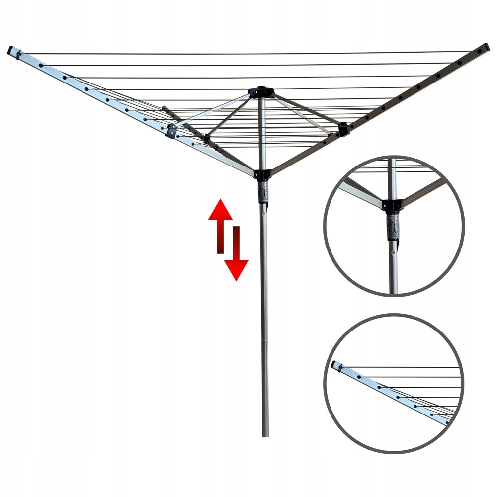 Sušák S 4 Vnějšími Rameny, 40 M, Hliníkový, Na Prádlo, Odolný