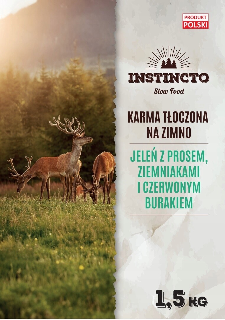 Krmivo pro psy Instincto Premium Jelen za studena lisované mono 1.5 kg