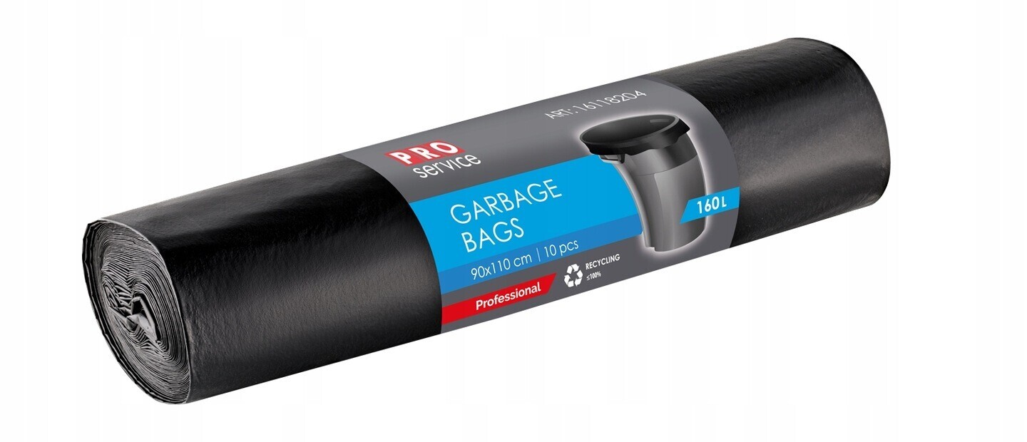 Karton 20 kusů Sáčky na odpadky Pro Service 160L 10 Ks Ldpe Černé
