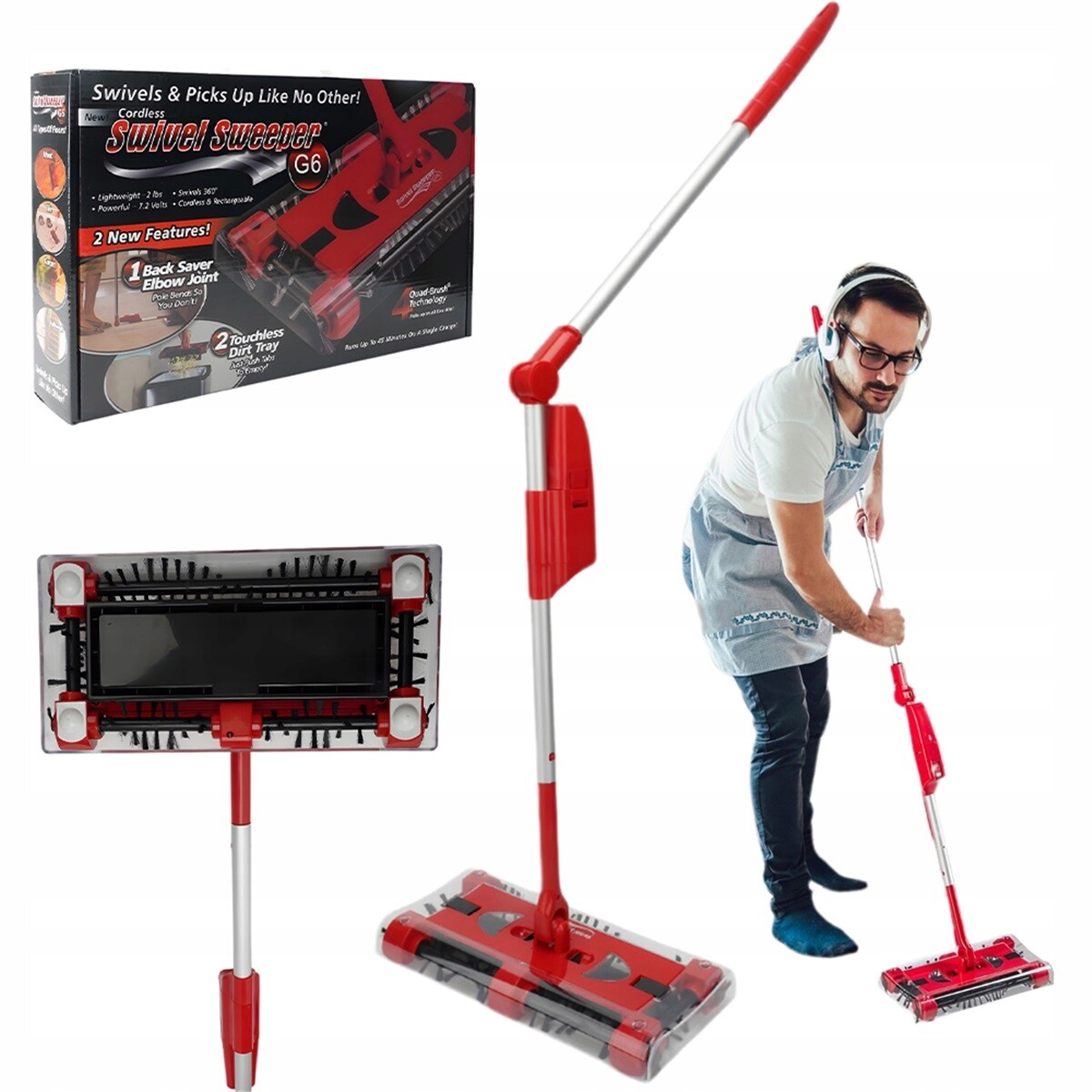 Kartáč S Jemnými Štětinami Bezdrátový 90° Pro Čištění Koberců