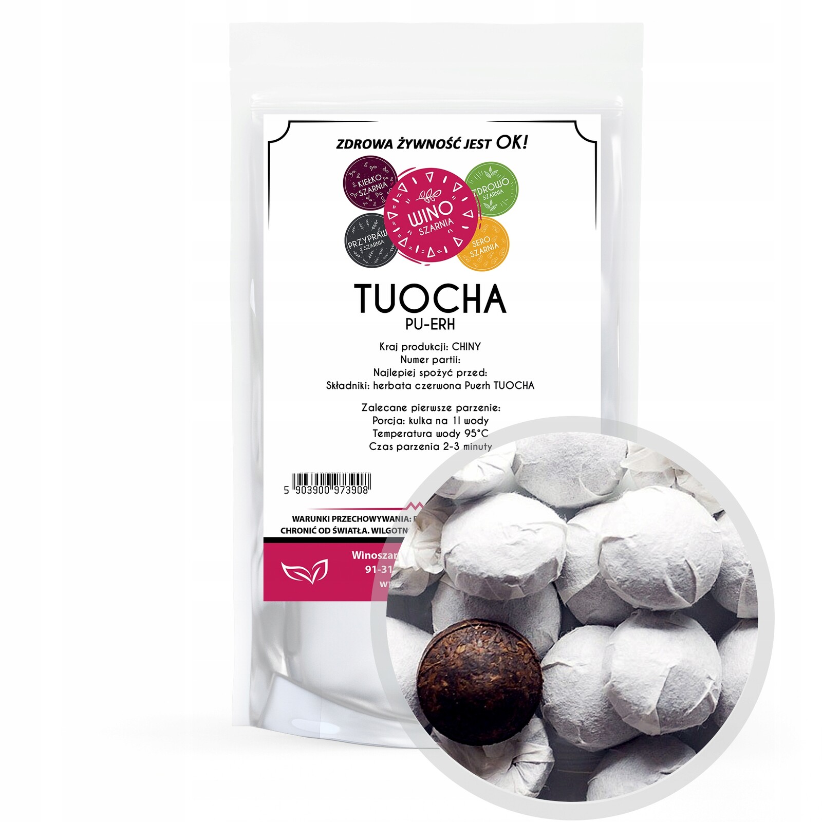 Winoszarnia Čaj Červená Pu Erh Tuocha 50 g