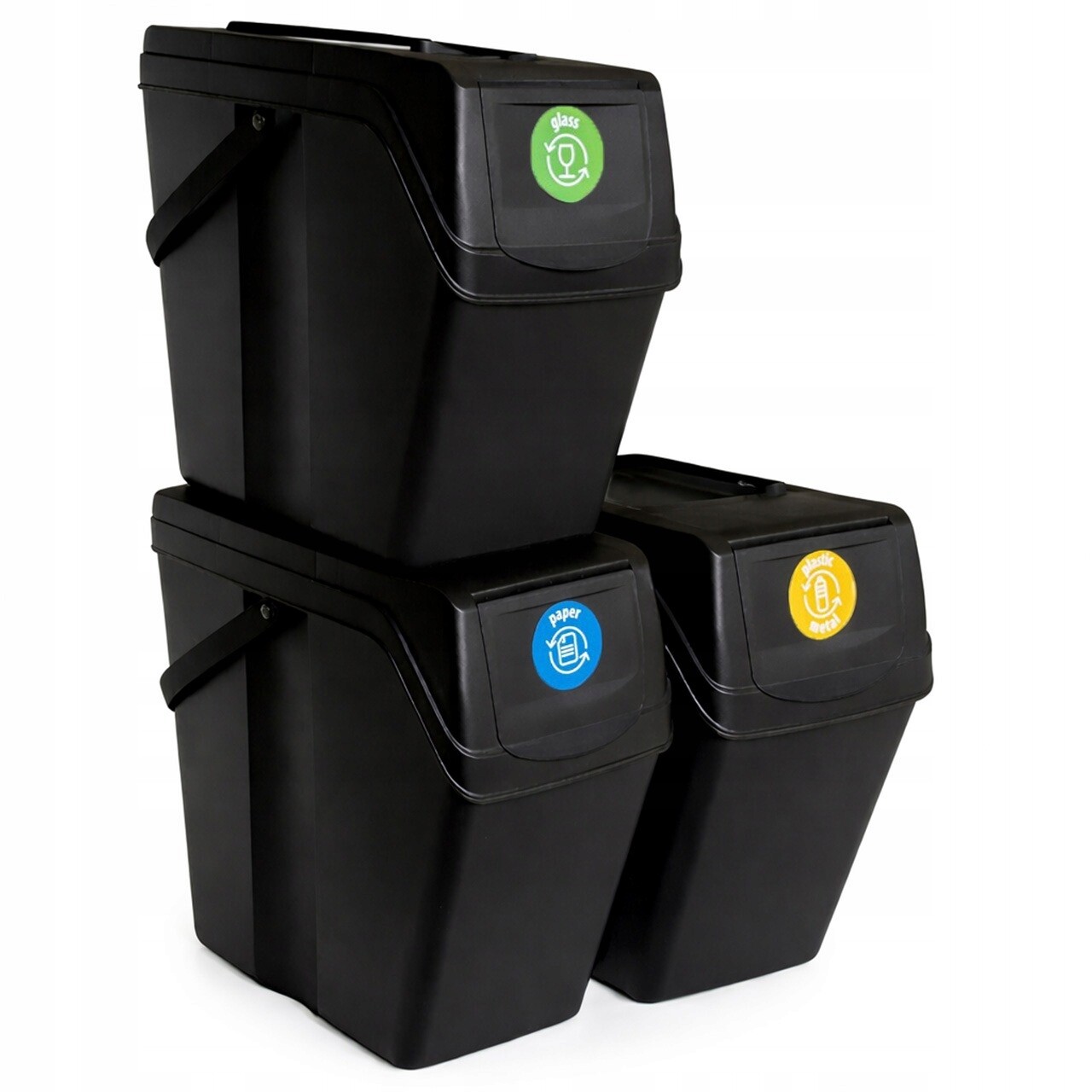Odpadkový Koš Nádoba 3x25 L Na Třídění Odpadu Papír Plast Sklo