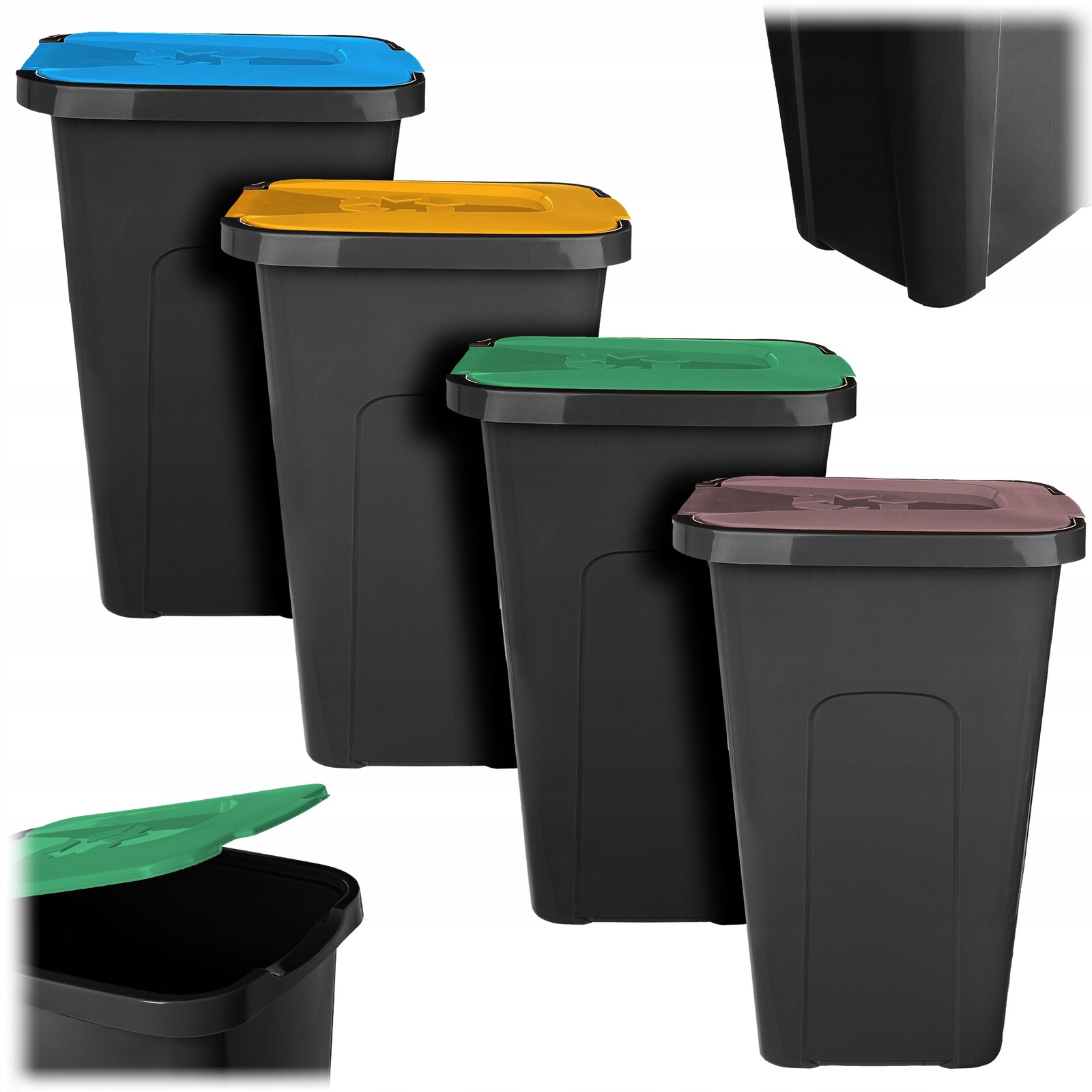 4x Odpadkový Koš 30L Nádoba Na Třídění Odpadu Koše Sada Košů