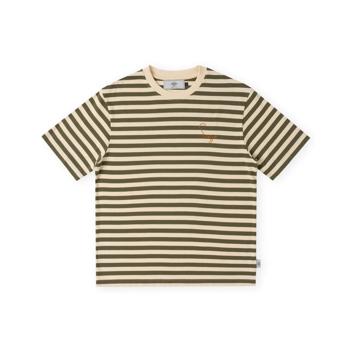 Sanjo  Stripes 80 T-Shirt - Kaki Ecru  Zelená