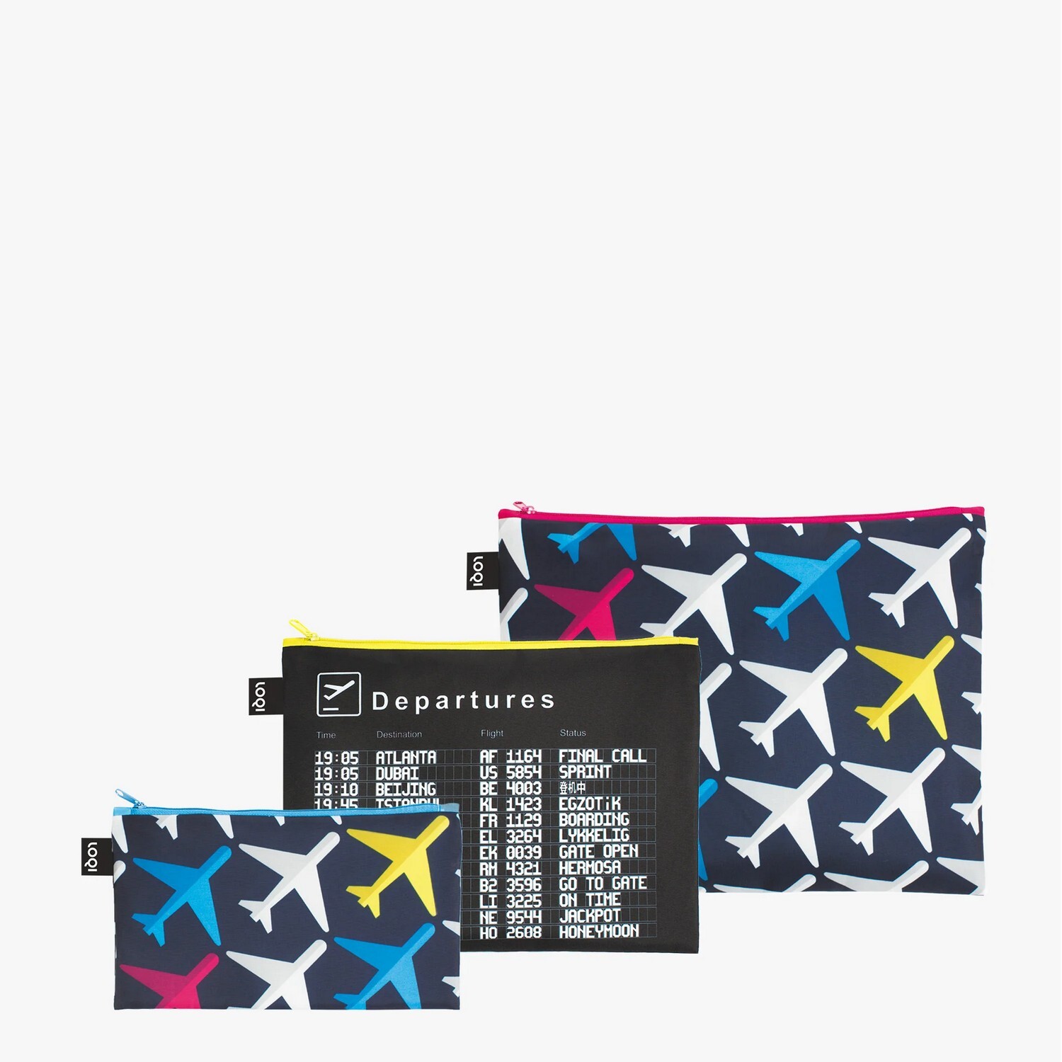 Taštičky na zip 3 ks LOQI AIRPORT Airplanes