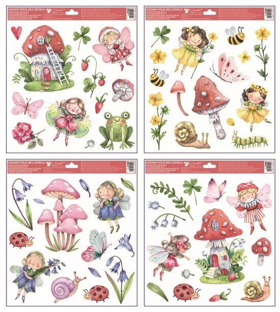 Anděl Okenní fólie s glitry - Víly - 30 x 33,5 cm - 6789