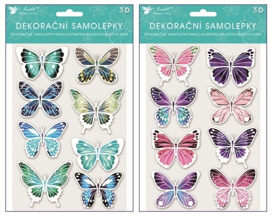 Anděl Samolepky s glitry a 3D efektem - Motýli - 13 x 19 cm - 15092