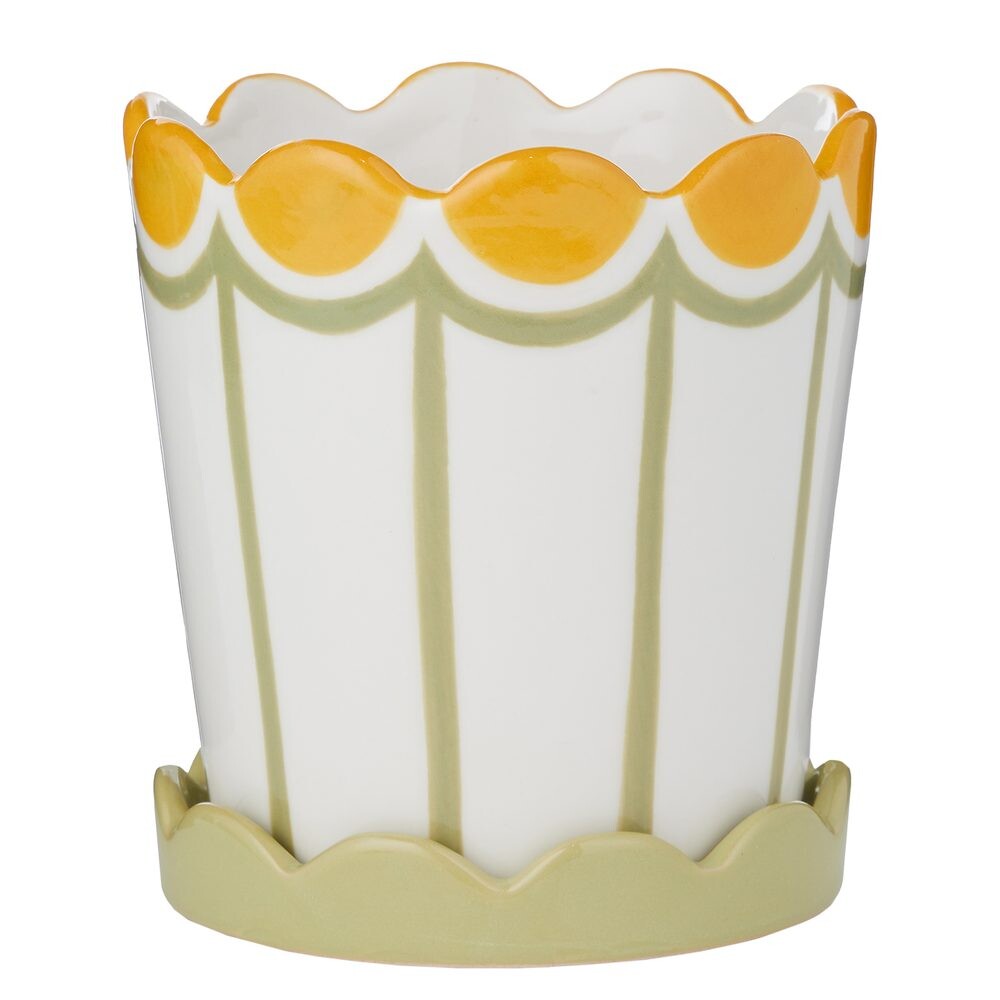 SUNDAE Květináč s miskou 13 cm - sv. zelená