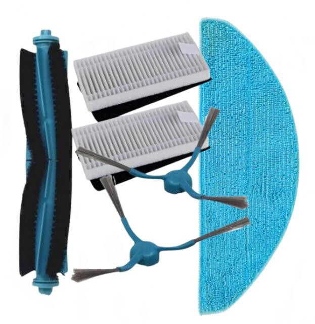 6ks Kartáče, HEPA filtry a mop pro TESLA iQ700, Conga, Nedis a další,  sada modrá