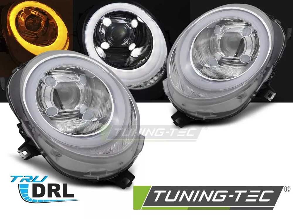 CHROMOVANÉ TRUBKOVÉ SVĚTLOMETY PRO DENNÍ SVĚTLA PRO MINI (COOPER) F55 / F56 / F57 14-